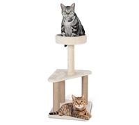 Tour d'arbre à Chat de qualité supérieure avec Points à gratter, Perche spacieuse et Tickler Amusant - Activité d'escalade en intérieur pour Grands et Petits Chats - Beige - 38 x 80 cm