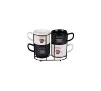 Tour de 4 mugs Mocha 39 cl porcelaine 9.5 cm table passion 13.5x9.5 cm