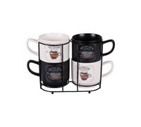 Tour de 4 mugs Mocha 39 cl porcelaine 9.5 cm table passion 13.5x9.5 cm