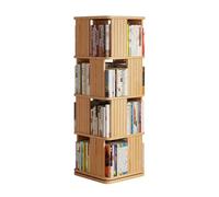 Tour de bibliothèque en bois rotative à 360° - 4 niveaux de rangement sur pied pour les petits espaces, design élégant d'angle carré, parfait pour la maison ou le bureau (45 x 45 x 103,4 cm)