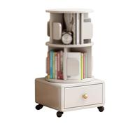 Tour de bibliothèque rotative à 360° avec tiroir et roulettes, design cylindrique 1/2/34 niveaux pour une organisation efficace de l'espace