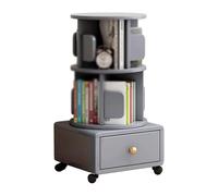 Tour de bibliothèque rotative à 360° avec tiroir et roulettes, design cylindrique 1/2/34 niveaux pour une organisation efficace de l'espace