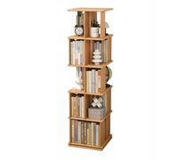 Tour de bibliothèque rotative à 360° - Étagère de rangement verticale à 3/4/5/6 niveaux pour la maison et le bureau (marron clair)