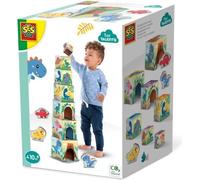 Tour de blocs a empiler avec figurines de dinosaures - Jeu d'adresse - SES CREATIVE - Tour empilable avec 3 figurines de dinosaures.