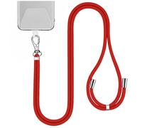 Tour de Cou 150cm pour Smartphone en Nylon avec Fixation Universelle Rouge