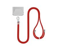 Tour de Cou 150cm pour Smartphone en Nylon avec Fixation Universelle Rouge