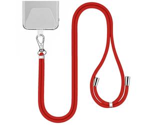 Tour de Cou 150cm pour Smartphone en Nylon avec Fixation Universelle Rouge