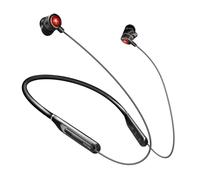 Tour de cou Bluetooth écouteur Virtuel 7.1 Stéréo 3D Jeu Son 65MS écouteurs à Faible Latence 110mAh Lumineux Métal Intra-auriculaire Sports Gaming Headset avec Micro,Noir