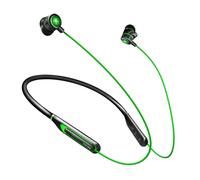 Tour de cou Bluetooth écouteur Virtuel 7.1 Stéréo 3D Jeu Son 65MS écouteurs à Faible Latence 110mAh Lumineux Métal Intra-auriculaire Sport Gaming Casque avec Micro,Vert