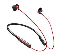 Tour de cou Bluetooth écouteur Virtuel 7.1 Stéréo 3D Jeu Son 65MS écouteurs à Faible Latence 110mAh Lumineux Métal Intra-auriculaire Sports Gaming Headset avec Micro,Red