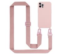 Tour de cou chaîne pour Apple iPhone 12 PRO MAX en LIQUID PINK Housse de protection en silicone avec cordelette réglable