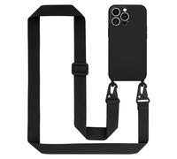 Tour de cou chaîne pour Apple iPhone 14 PRO MAX en LIQUID BLACK Housse de protection en silicone avec cordelette réglable