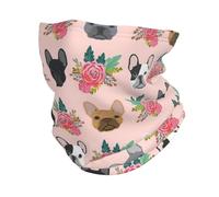 Tour de cou en microfibre avec motif bouledogue français et fleurs, cadeau d'équitation, alpinisme, ski, chapeau de pirate, Noir , Taille unique