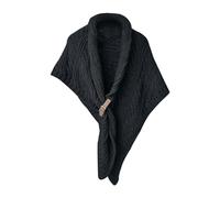 Tour De Cou Femme Fin, Cape en Cuir ajouré Solide pour Femme, écharpe décorative Chaude, Grande écharpe Triangulaire Fendue (Black, One Size)