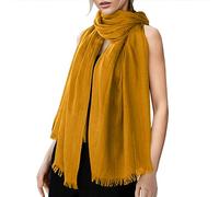 Tour De Cou Femme Fin, Écharpe en Coton et Lin de Couleur Unie pour Femmes pour Toutes Les Saisons Écharpe de Bande de Plage (Gold, One Size)