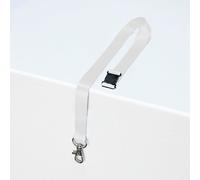 Tour de cou polyester blanc recyclé pour badge avec mousqueton - pochette de 10