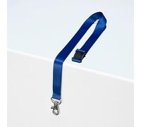 Tour de cou polyester bleu recyclé pour badge avec mousqueton - pochette de 10