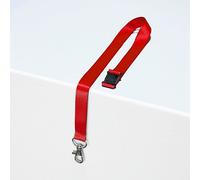 Tour de cou polyester rouge recyclé pour badge avec mousqueton - pochette de 10