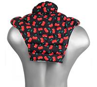 Tour de cou pour vertèbres cerivicales avec col montant et partie dorsale - cherry-black - Coussin chaud aux graines de colza pour nuque, épaules et dos