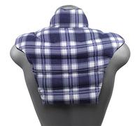 Tour de cou pour vertèbres cerivicales avec col montant et partie dorsale - écossais bleu flanelle - Coussin thermique 2 en 1 untilisable à chaud ou à froid - graines de lin