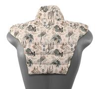 Tour de cou pour vertèbres cervicales avec col montant et partie dorsale - Tissu biologique animaux sauvages- Coussin chaud aux graines de colza pour nuque, épaules et dos