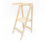 Tour de cuisine pliable Leg&Go Montessori avec plate-forme réglable en hauteur - entièrement assemblée et prête à l'emploi dès sa sortie de l'emballage. (Naturelle)