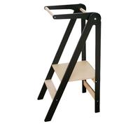 Tour de cuisine pliable Leg&Go Montessori avec plate-forme réglable en hauteur - entièrement assemblée et prête à l'emploi dès sa sortie de l'emballage. (Noire)