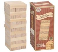 Tour de culbutage traditionnel en bois, amusant en famille pour enfants et adultes, jeu classique d'empilage pour enfants qui favorise la vitesse, la réaction et la tactique (grands blocs de tour)