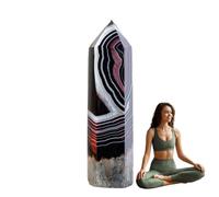 Tour de d'améthyste - Pierre naturelle de Reiki | Prisme de pierres précieuses polies | Point d’agate à bandes rouges noires - Pierres de cristaux bruts - Décor de méditation énergéti