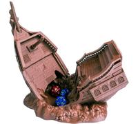 Tour de dés bateau pirate, tour de dés parfaite pour donjons et dragons, RPG de table, jeux miniatures et jeux de société
