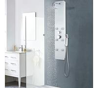 Tour de douche multifonction avec pommeau de douche à effet pluie cascade, jets corporels et douchette à main pour une expérience de bain luxueuse