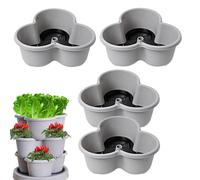 Tour de fraises à 4 étages empilable vertical pour économiser de l'espace | Tour de culture pour fleurs, légumes, intérieur et extérieur, balcon, terrasse, porche, cour