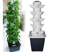 Tour De Jardin Hydroponique De 5/6 éTages , SystèMe De Plantation Hydroponique , Culture Hors Sol En Colonne, Avec Pompe Hydratante + RéServoir D'Eau De 10L, Pour Herbes, Fruits, LéGumes,25Holes