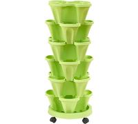 Tour de jardinière verticale empilable - 6 niveaux pour fraises, herbes et pots de fleurs pour intérieur/extérieur - Support de plantes en plastique pour la maison, la terrasse et le jardin