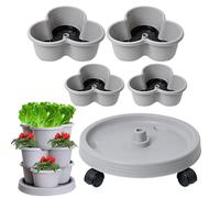 Tour de jardinière verticale empilable à 4 niveaux, plateau à roulettes flexibles, pots de jardinage 31,5 x 13,5 cm pour culture de fraises, fleurs, légumes