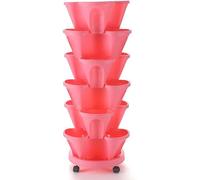 Tour de jardinière verticale empilable à 6 niveaux en plastique pour fraises et herbes aromatiques pour intérieur/extérieur, parfait pour la décoration de jardin et de terrasse