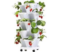 Tour de jardinière verticale empilable à 6 niveaux en plastique pour fraises et herbes aromatiques Utilisation intérieur/extérieur Parfait pour la décoration de jardin, terrasse et balcon