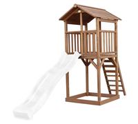 Tour de jeu en bois avec grand toboggan blanc TU
