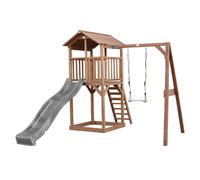 AXI Beach Tower Aire de Jeux avec Toboggan en Gris, Balançoire & Bac à Sable | Grande Maison enfant extérieur en marron | Cabane de Jeu en Bois FSC