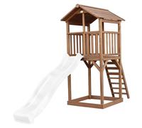 AXI Beach Tower Aire de Jeux avec Toboggan en Blanc & Bac à Sable | Grande Maison enfant extérieur en marron | Cabane de Jeu en Bois FSC