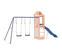 Tour de jeu en bois massif Douglasie avec balançoire, cadre d'escalade, toboggan ondulé et bac à sable, appareil de jeu d'extérieur résistant aux intempéries pour enfants dans le jardin, cadre en bois
