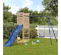 Tour de jeu en pin massif avec toboggan ondulé, balançoire simple et bac à sable, cadre d'escalade robuste pour enfants dans le jardin, aire de jeux d'extérieur avec cadre en bois solide