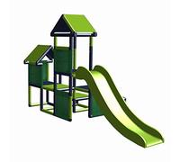 Tour de jeu Gesa avec toboggan pour tout-petits avec tunnel rampant Mas (vert pomme, gris titane)