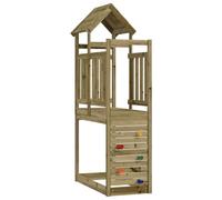 Tour de jeu marron 53 x 110,5 x 214 cm en bois massif imprégné, balançoire, toboggan, structure d'escalade, nid pour enfant, jardin, plein air, loisirs, loisirs