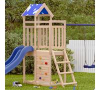 vidaXL Tour de jeu Marron en pin massif – 110,5 x 52,5 x 215 cm – Toboggan et balançoire