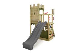 Tour de jeux bois FATMOOSE BoldBaron Boost XXL avec toboggan 220 cm anthracite et mur d’escalade - 10 ans de garantie*