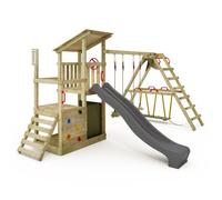 Tour de jeux bois FATMOOSE FruityForest Fun XXL avec SurfSwing et toboggan 220 cm anthracite - 10 ans de garantie*