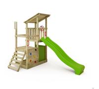 Tour de jeux bois FATMOOSE FruityForest Fun XXL avec toboggan 220 cm vert pomme et bac à sable - 10 ans de garantie*