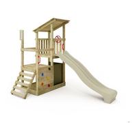 Tour de jeux bois FATMOOSE FruityForest Fun XXL avec toboggan 220 cm vert sage et bac à sable - 10 ans de garantie*