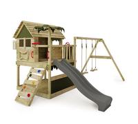 Tour de jeux bois FATMOOSE TikaTaka Town XXL avec toboggan 220 cm anthracite et bac à sable intégré - 10 ans de garantie*